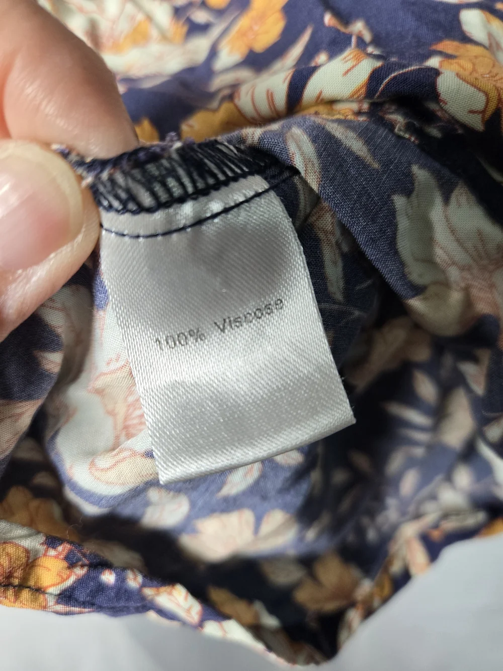 Navy Floral Smocked-Waist Dress with Yellow & Cream Flowers